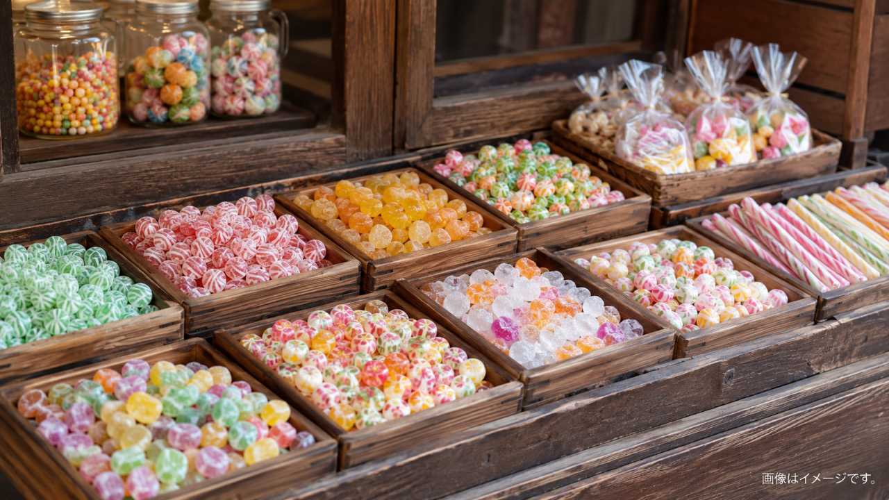 菓子屋横丁の手づくり飴をイメージした写真風画像
