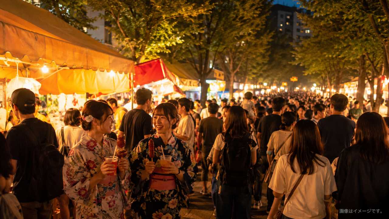 祭りの屋台グルメを楽しむ手元の写真