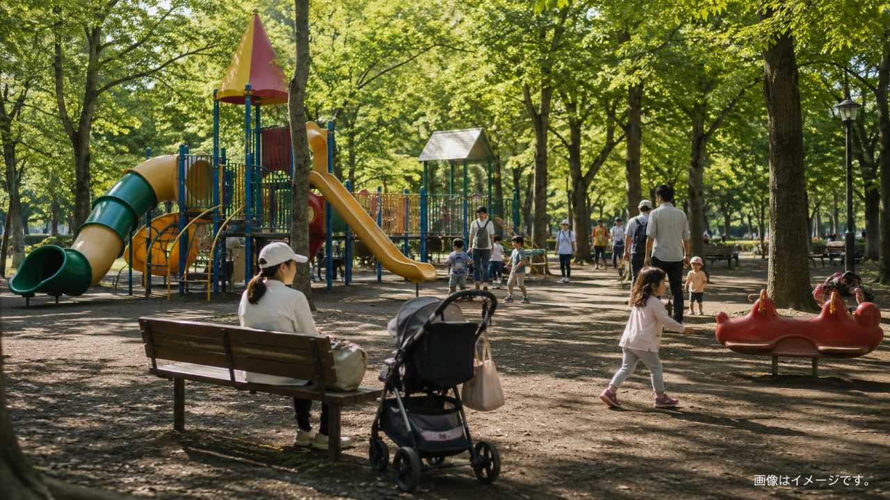 別所沼公園の児童広場を楽しむ家族のイメージ
