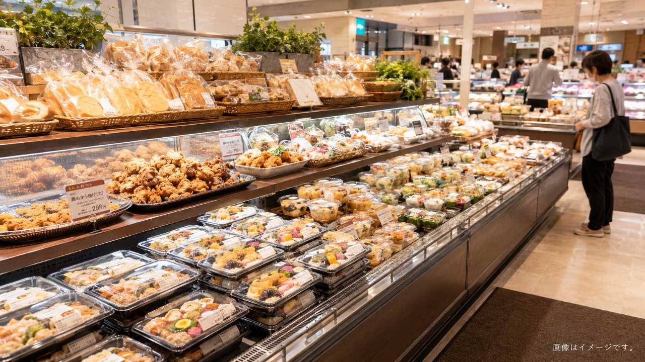 埼玉のスーパーの惣菜売り場をイメージした写真風画像