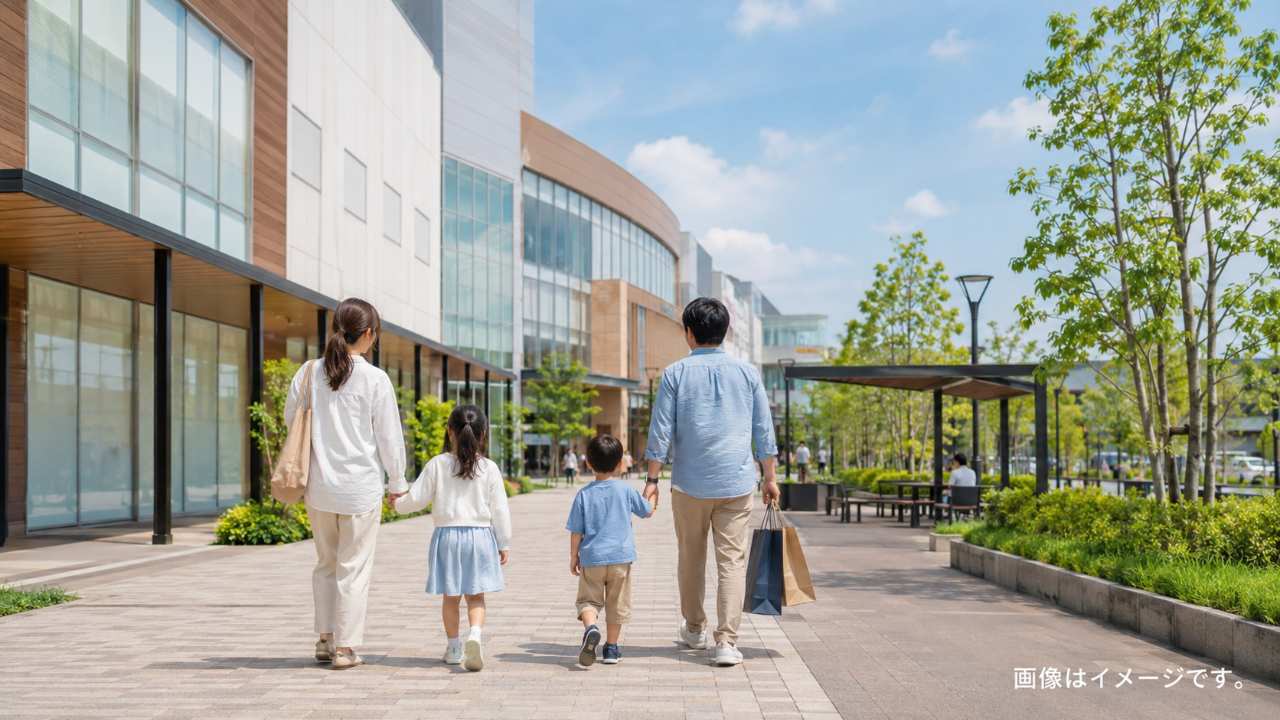 埼玉県川口市の大型ショッピングモールを連想させる明るい外観