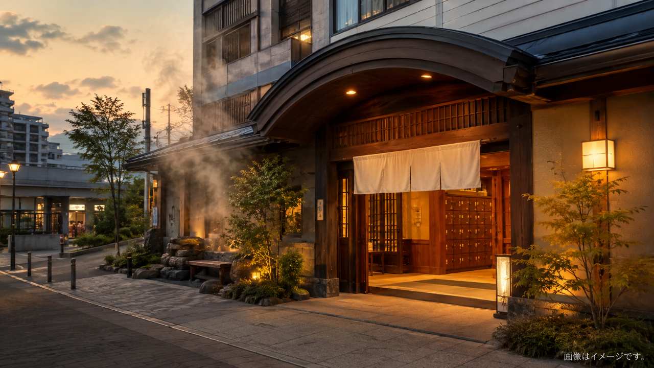 平日昼の空いている浴場をイメージした清潔な内風呂