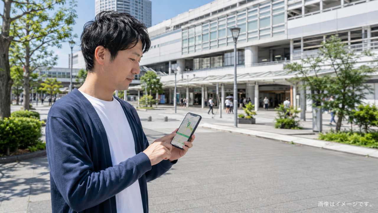 西川口の喫煙所を迷わず利用する手順|スマートフォンの公式地図で西川口の喫煙所を探す様子